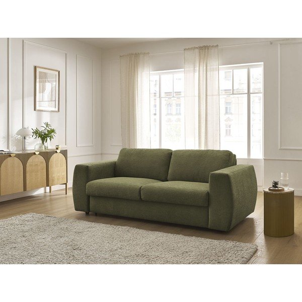 Žalios spalvos sofa miegojimui/sulankstoma iš šenilinio audinio 220 cm Hugo – Bobochic Paris-image-1