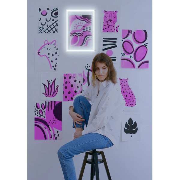Balta sieninė stačiakampio formos šviečianti dekoracija Candy Shock Rectangle-image-2