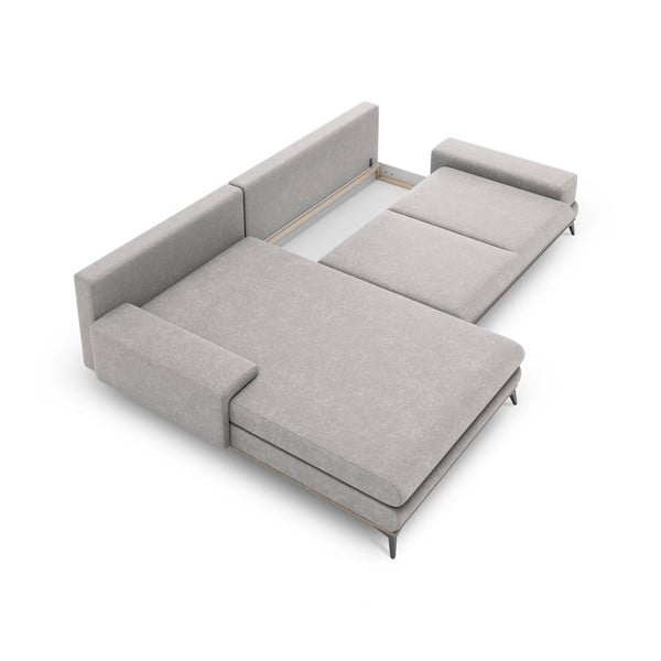 Šviesiai pilka kampinė sofa-lova Windsor & Co Sofas Planet, kairysis kampas-image-3