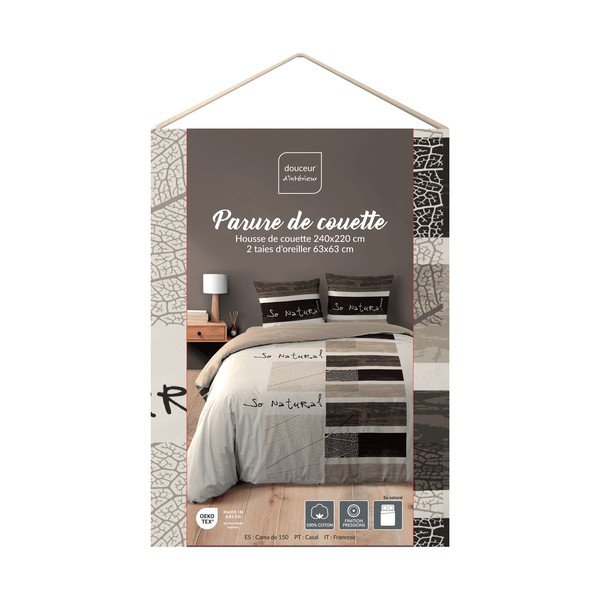 Rudos spalvos iš medvilnės dvigulė/itin ilga patalynė 3 dalių 240x220 cm So Natural – douceur d'intérieur-image-2