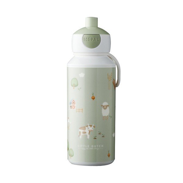 Šviesiai žalios spalvos iš plastiko vaikiškas buteliukas 400 ml Little Farm by Little Dutch – Mepal