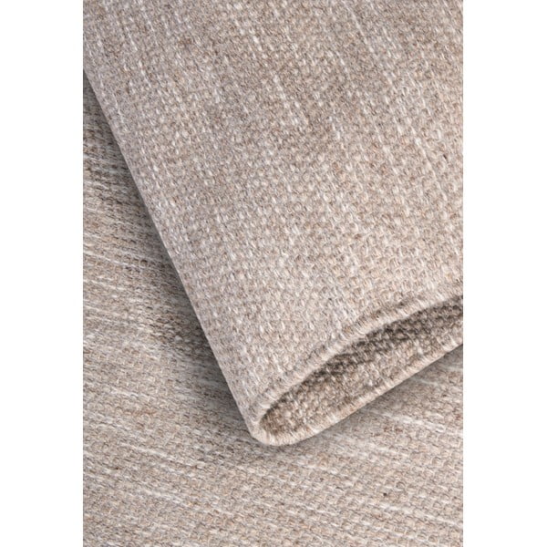 Rankų darbo iš vilnos mišinio kilimas smėlio spalvos 60x90 cm Pradesh Linen White – Elle Decoration-image-3
