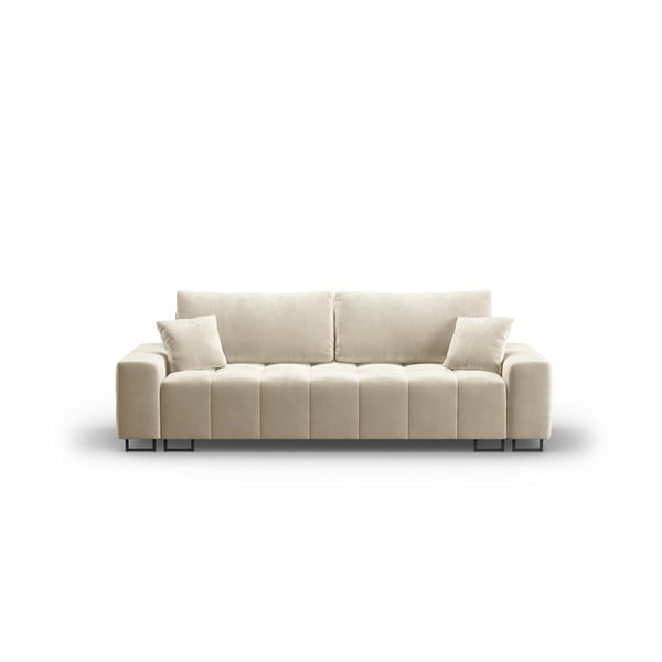 Smėlio spalvos iš velveto sulankstoma/su sandėliavimo vieta sofa 250 cm Wicklow – Cosmopolitan Design
