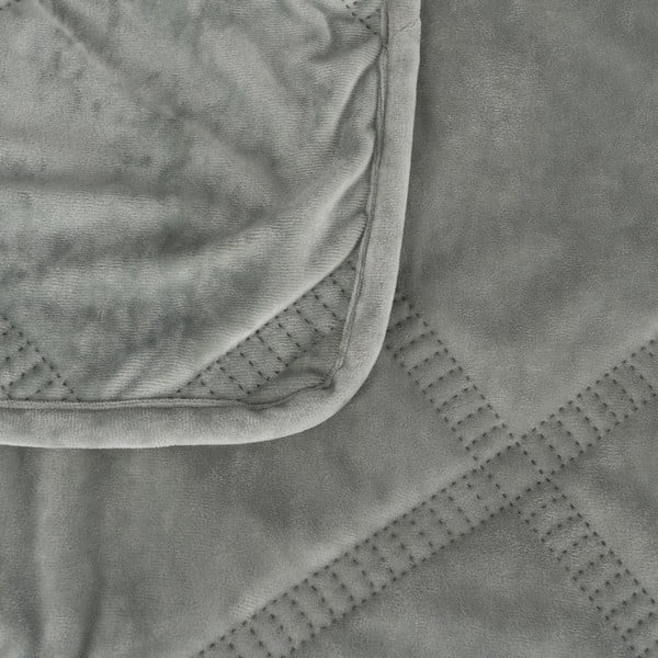 Pilkai žalios spalvos iš velveto dygsniuota lovatiesė 180x260 cm – Ixia-image-1