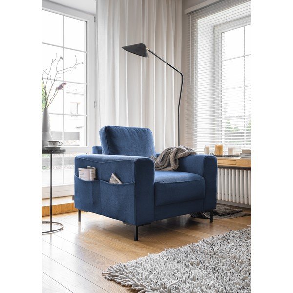 Iš kordinio velveto krėslas tamsiai mėlynos spalvos Lofty Lilly – Miuform-image-2