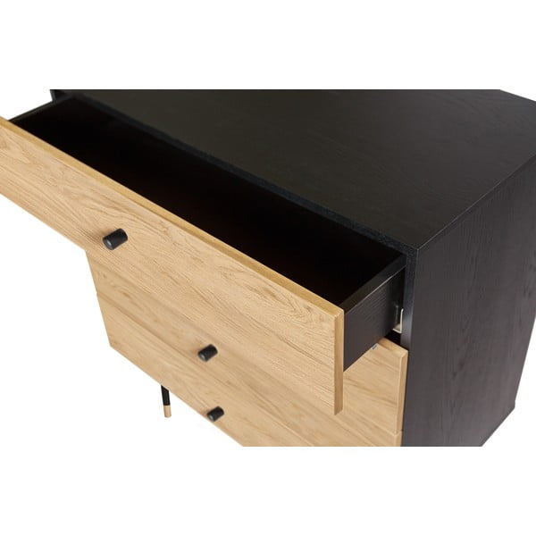 Aukšta šoninė spintelė juodos spalvos/natūralios spalvos iš ąžuolo 80x87 cm Jugend – Woodman-image-4