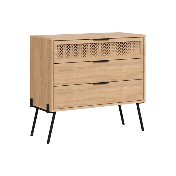 Žema šoninė spintelė natūralios spalvos iš ąžuolo 90x83 cm Ecrin – Marckeric-image-4