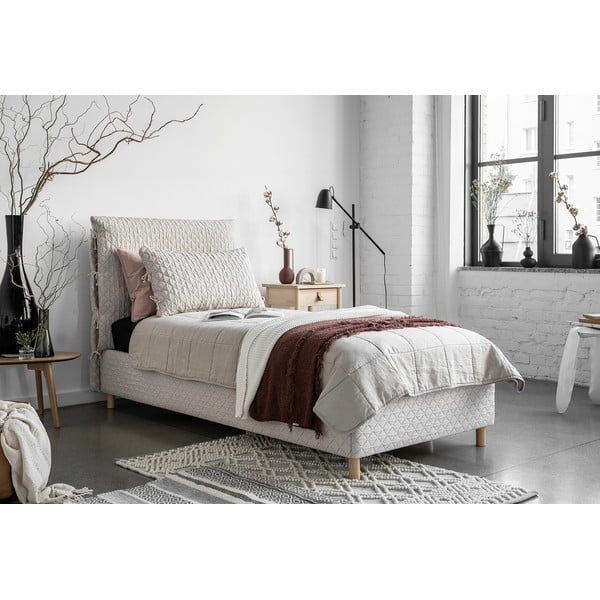Smėlio spalvos minkšta viengulė lova su grotelėmis 90x200 cm Sleepy Luna - Miuform-image-3