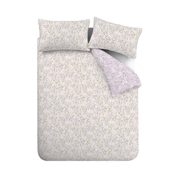 Levandų spalvos/smėlio spalvos iš medvilnės dvigulė/itin ilga patalynė 230x220 cm Ditsy Floral – Bianca