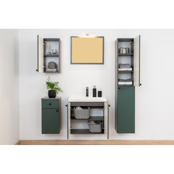 Žema/pakabinama vonios daiktadėžė žalios spalvos/antracito spalvos 30x60 cm Asti – STOLKAR-image-3