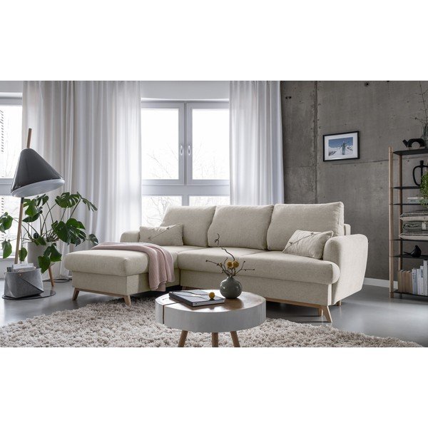 Smėlio spalvos sulankstoma/su sandėliavimo vieta kampinė sofa (su kairiuoju kampu/su gultu) Scandic Lagom – Miuform-image-3