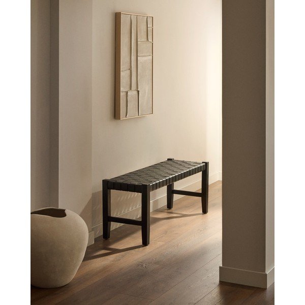 Iš odos suolas juodos spalvos Calixta – Kave Home-image-1