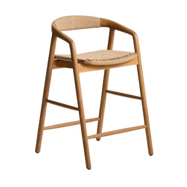 Natūralios spalvos iš ąžuolo masyvo baro taburetė su porankiais (sėdynės aukštis 65 cm) Derile – Kave Home