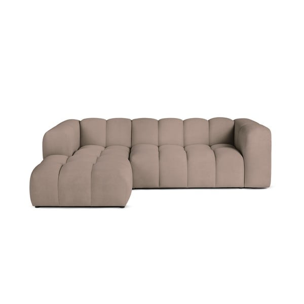 Taupe spalvos iš velveto kampinė sofa (su kairiuoju kampu/su gultu) Cube – Bonami Selection