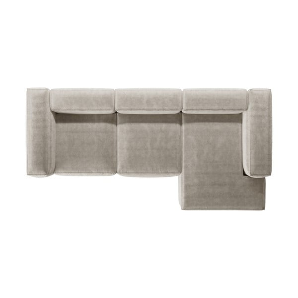 Smėlio spalvos iš kordinio velveto kampinė sofa (su dešiniuoju kampu/su gultu) Bergamo – Cosmopolitan Design-image-3