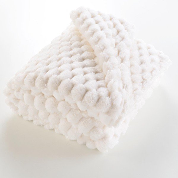 Kreminės spalvos iš mikropliušo antklodė ir pledas 180x220 cm Frosty – douceur d'intérieur