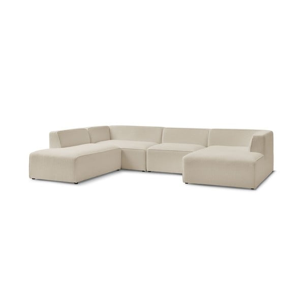 Smėlio spalvos iš boucle modulinė kampinė sofa (su kairiuoju kampu/„U“ formos) Megeve – Bobochic Paris