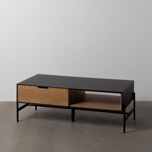 Kavos staliukas juodos spalvos/natūralios spalvos iš uosio 60x124 cm Orleans – Ixia-image-1