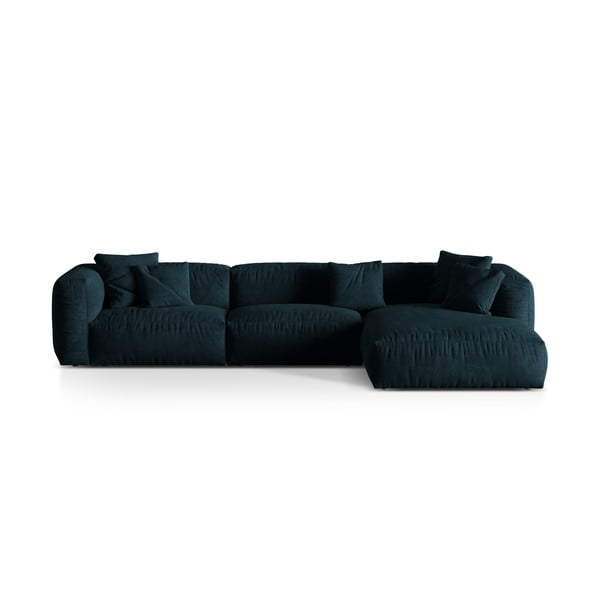 Iš boucle modulinė kampinė sofa tamsiai mėlynos spalvos (su dešiniuoju kampu) Martina – Micadoni Home