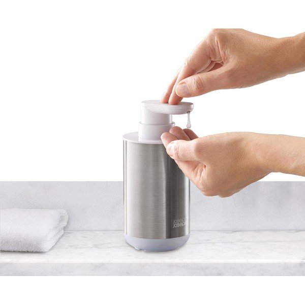 Sidabrinės spalvos iš nerūdijančio plieno muilo dozatorius 300 ml Duo Steel – Joseph Joseph-image-4