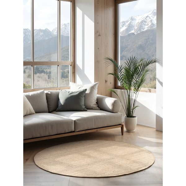 Kreminės spalvos iš džiuto apvalios formos kilimas ø 200 cm Bouclé Jaipur – Hanse Home-image-1