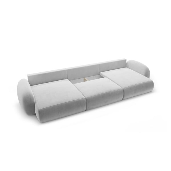 Šviesiai pilkos spalvos iš velveto sulankstoma/su sandėliavimo vieta kampinė sofa („U“ formos) Tonale – Cosmopolitan Design-image-2