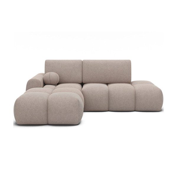 Šviesiai rudos spalvos sulankstoma/su sandėliavimo vieta kampinė sofa iš boucle (su kairiuoju kampu/su gultu) Vittario – ELTAP