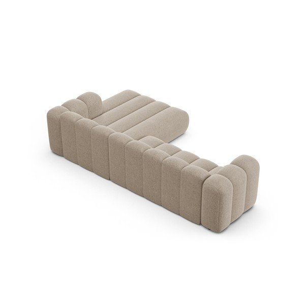 Smėlio spalvos kampinė sofa iš šenilinio audinio (su dešiniuoju kampu/su gultu) Lupine – Micadoni -image-3