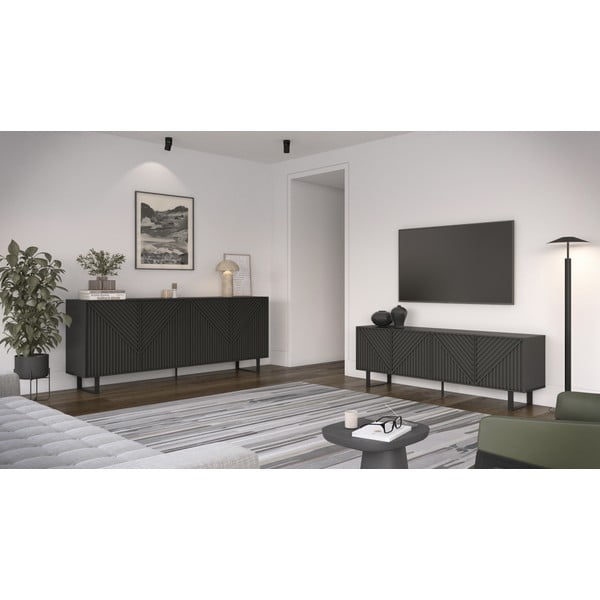 TV spintelė juodos spalvos 161x55x35 cm Peta – Marckeric-image-1