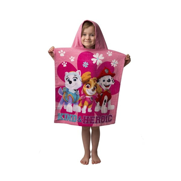 Vaikiškas pončas iš frote audinio rožinės spalvos Paw Patrol – Jerry Fabrics-image-1
