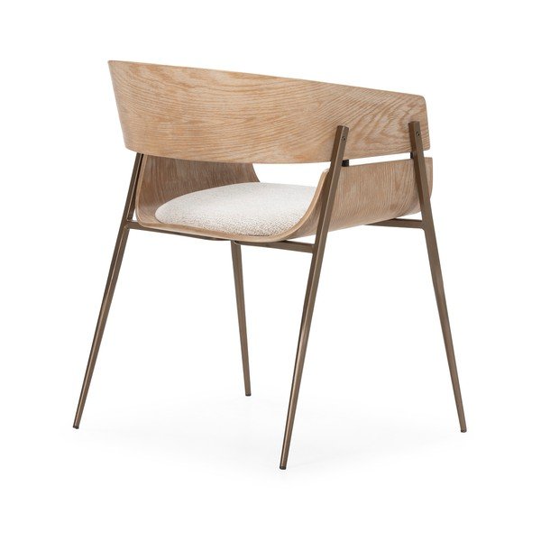 Natūralios spalvos iš audinio valgomojo kėdžių komplektas su porankiais 2 vnt. Naia – MOME-image-4