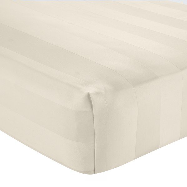 Kreminės spalvos iš satino paklodė su guma 185x200 cm So Soft Satin Stripe – Catherine Lansfield