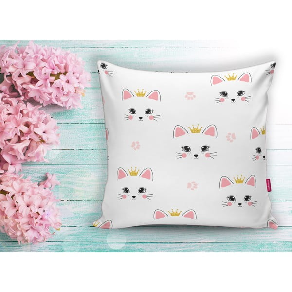 Vaikiškas pagalvės užvalkalas 43x43 cm White Pink Cat – Mila Home-image-1