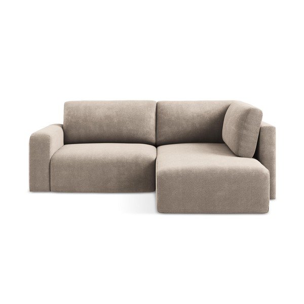 Smėlio spalvos sulankstoma/su sandėliavimo vieta kampinė sofa iš šenilinio audinio (su dešiniuoju kampu/„L“ formos) Kona – Makamii