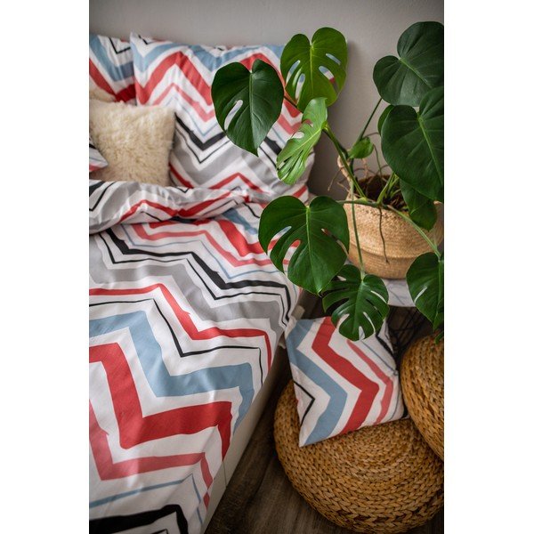 Mėlynos spalvos/pilkos spalvos iš satino medvilnės viengulė patalynė 3 dalių 140x200 cm Marina – JAHU collections-image-2