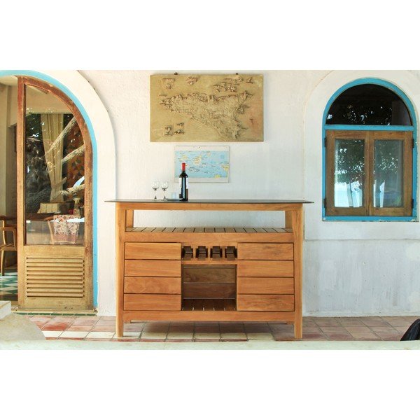 Iš tikmedžio masyvo sodo baro stalas 160x90 cm Navy – Ezeis-image-1