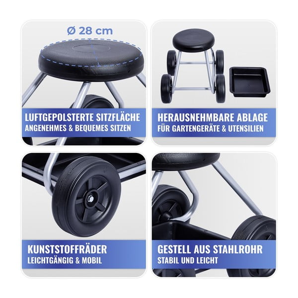 Sodo taburetė juodos spalvos/pilkos spalvos Secura – Maximex-image-4