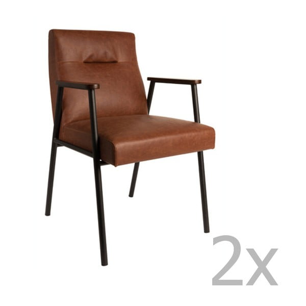 2 rudos spalvos olandiškų kaulų "Fez Vintage" fotelių rinkinys