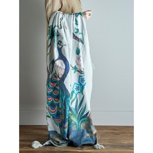 Žalios spalvos antklodė ir pledas 130x155 cm Peacock – Bloomingville-image-1