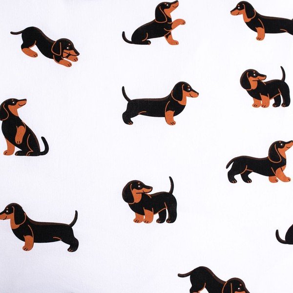 Juodos ir baltos spalvos iš medvilnės viengulė vaikiška patalynė 140x200 cm Dachshund – Jerry Fabrics-image-4