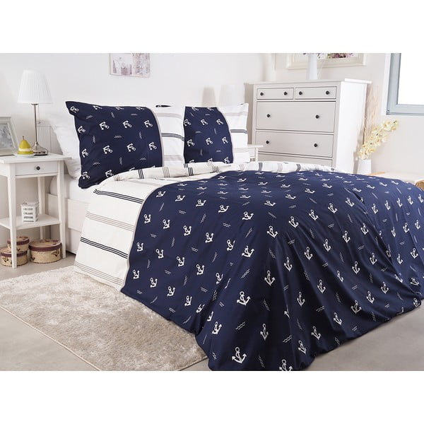 Viengulė patalynė tamsiai mėlynos spalvos iš banguotos tekstūros 140x200 cm Exclusive – B.E.S.-image-1