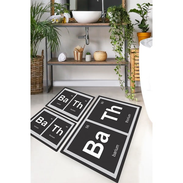 Juodos spalvos vonios kilimėliai 3 vnt. 60x100 cm Barium – Foutastic-image-1