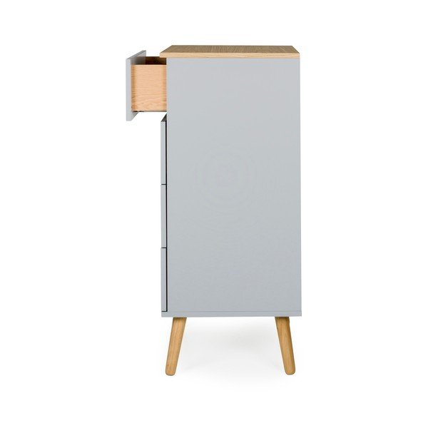 Pilka komoda su ąžuolinėmis kojomis Tenzo Dot, plotis 55 cm-image-4
