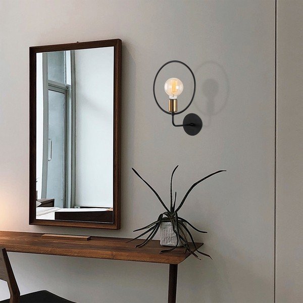 Sieninė lempa juodos spalvos Circle – Opviq lights-image-1