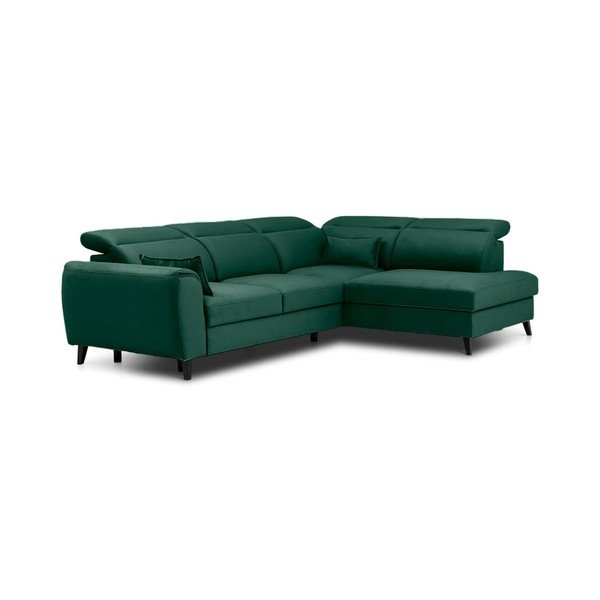 Žalios spalvos iš velveto sulankstoma/su sandėliavimo vieta kampinė sofa (su dešiniuoju kampu/„L“ formos) Noble – ELTAP-image-2