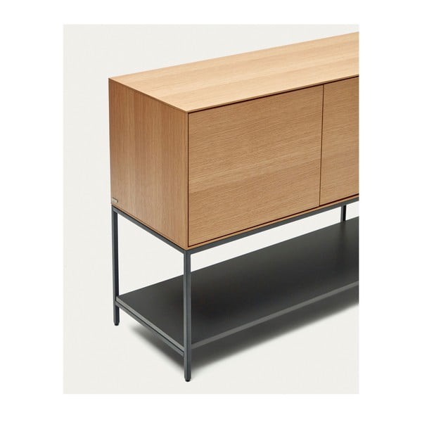 Žema šoninė spintelė natūralios spalvos iš ąžuolo 195x80 cm Vedrana – Kave Home-image-4