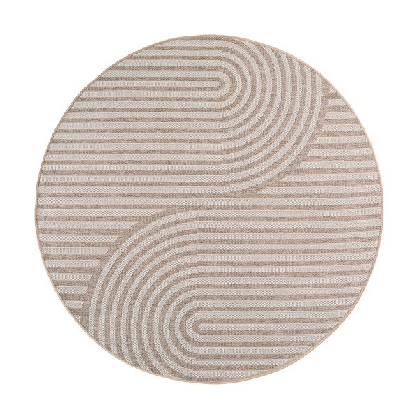 Smėlio spalvos apvalios formos lauko ir vidaus kilimas ø 160 cm Desert 1301 – Ayyildiz Carpets