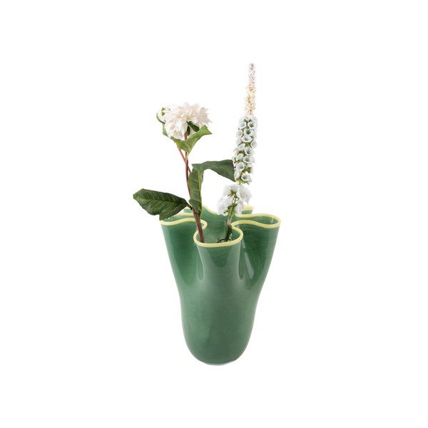 Žalios spalvos iš stiklo  rankų darbo vaza (aukštis 31,5 cm) Ruffles – PT LIVING-image-2
