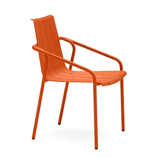 Metalinės sodo kėdės oranžinės spalvos 4 vnt. Fleole – Ezeis