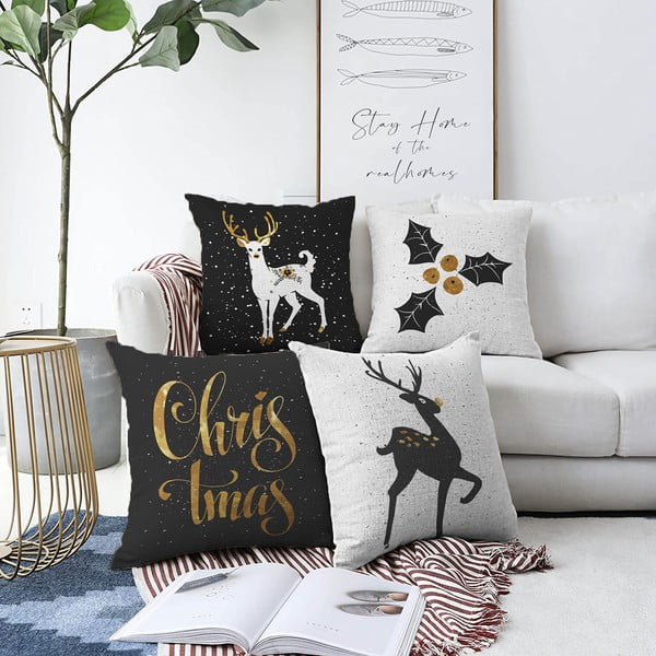 4 pagalvėlių užvalkalų rinkinys Minimalist Cushion Covers Christmas, 55 x 55 cm